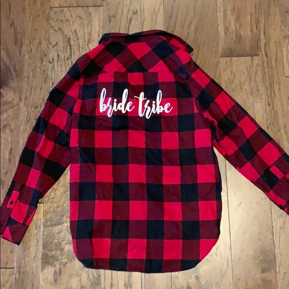 Bride Tribe Buffalo Plaid Button Down